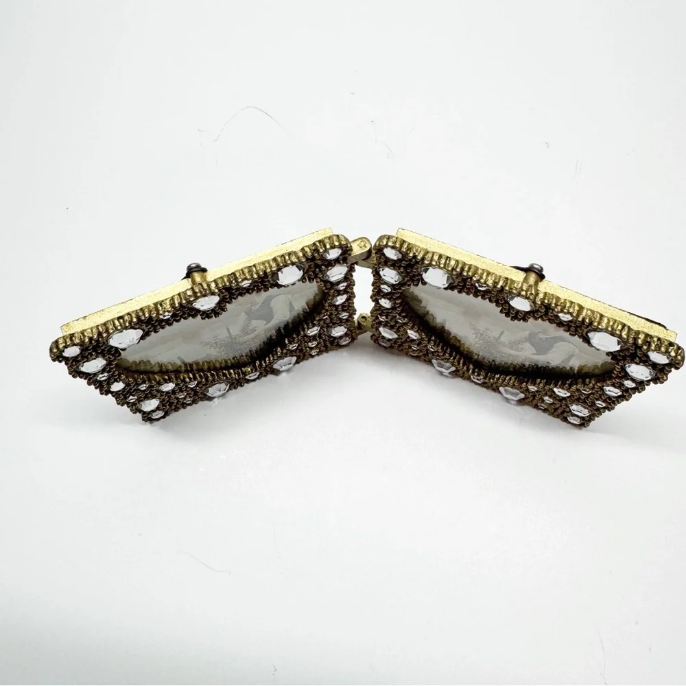 Ornate Metal Brass Double Heart Folding Picture Frame
